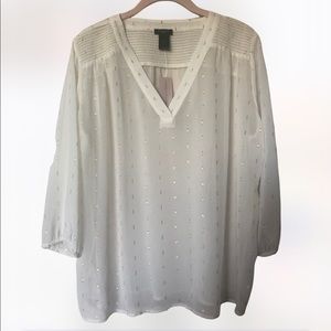 Ann Taylor Gold Foil Detailed Blouse NWT Large Petite